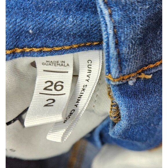 (3/$35) Loft Size 26 / 2 Curvy Skinny Cropped Slim Pockets Distressed Blue Jeans - Picture 7 of 14